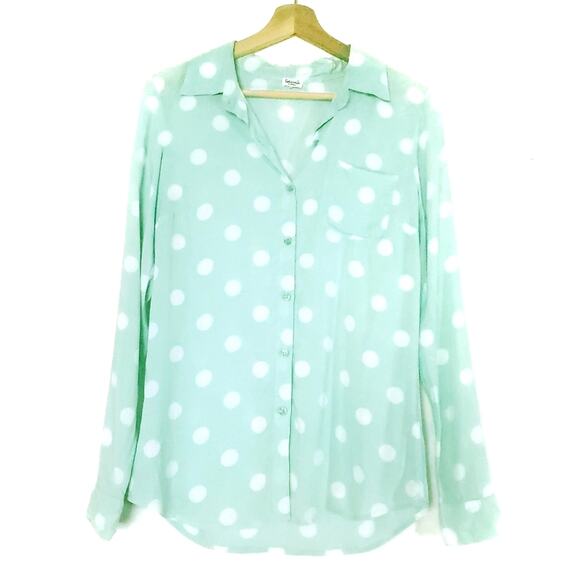 Splendid | Mint Green Polka-dot Button Up Shirt - Picture 1 of 6